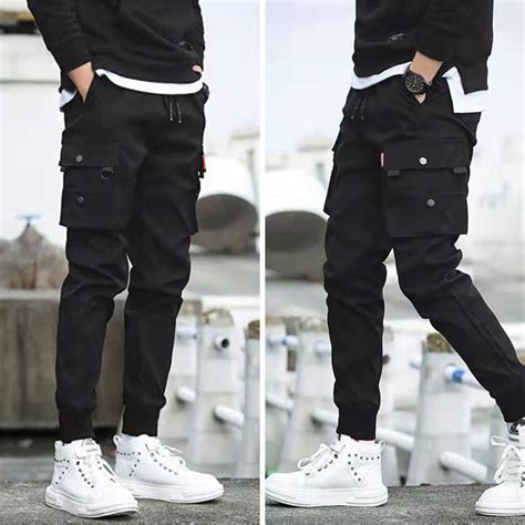 Streetwear Calça Cargo Slim Masculina Hip Hop Calça Jogger Calças De