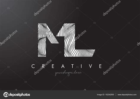 ML M L Letter Logo With Zebra Lines Texture Design Vector Stock Vector