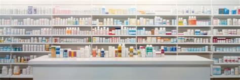 Premium Photo Pharmacy Shelves With Medicines Blurred Background