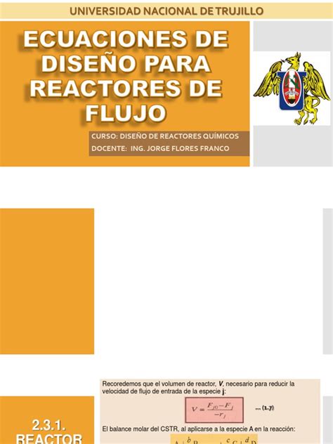 Ecuaciones De Diseño Para Reactores De Flujo Pdf Reactor Quimico Física Aplicada E