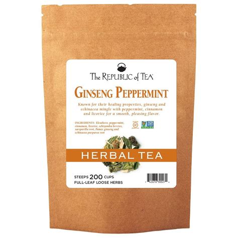 Ginseng Peppermint Herbal Full Leaf Tea The Republic Of Tea