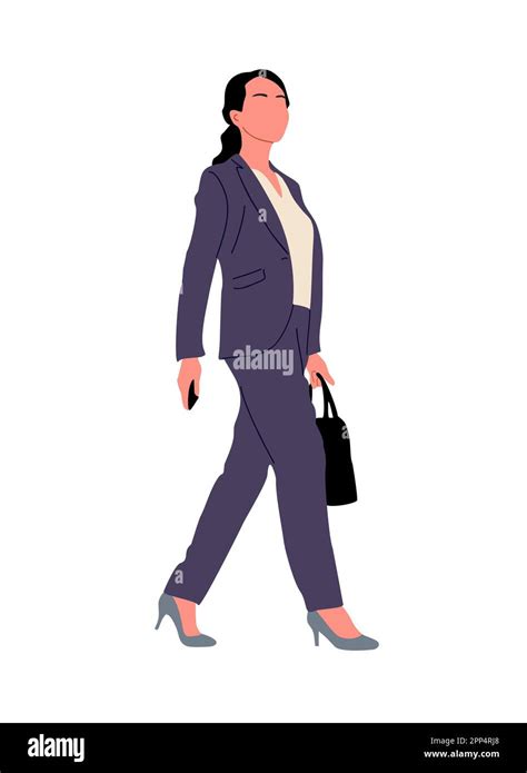 Business Woman Walking Side View Vector On White Stock Vector Image