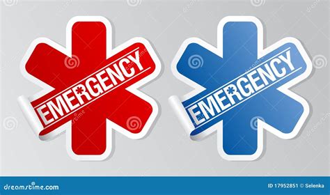 Emergency stickers. stock vector. Illustration of health - 17952851