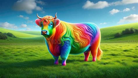 highland  rainbow generate ai stock illustration illustration