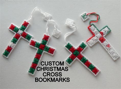 Christmas Cross Bookmarks Custom Plastic Canvas Bookmarks Etsy