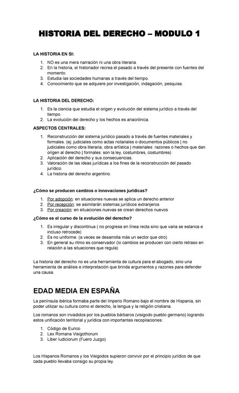 Historia Del Derecho M1 Historia Del Derecho Modulo 1 La Historia