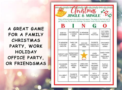 Jingle And Mingle Bingo Find The Guest Christmas Mingle Bingo