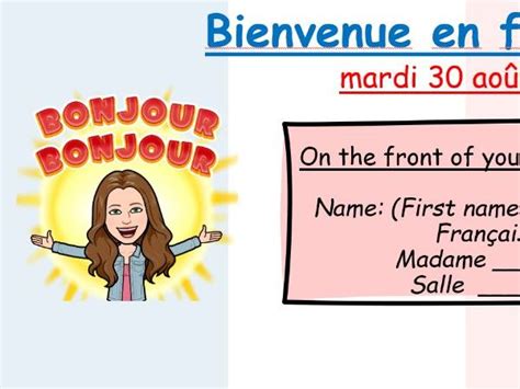 Bienvenue En Français Teaching Resources