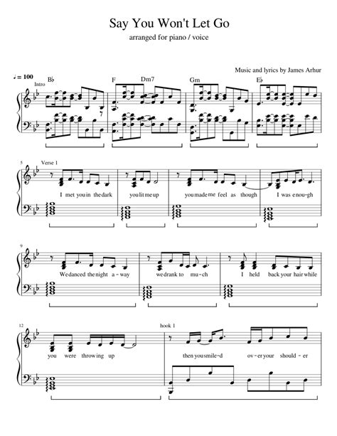 Say You Wont Let Go Sheet Music For Piano Solo