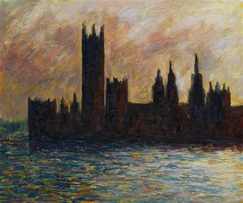 London Houses Of Parliament Sun Breaking Through The Fog By Claude