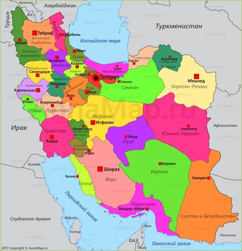 Карта Ирана на русском языке с городами