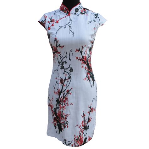 Robe Chinoise Petite Manche Courte Fendue
