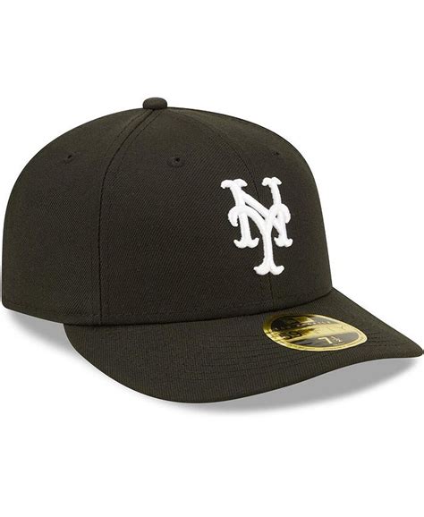 New Era Mens New York Mets Black White Low Profile 59fifty Fitted Hat