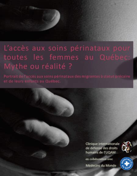 Laccès Aux Soins Périnataux Pour Toutes Les Femmes Au Québec Mythe