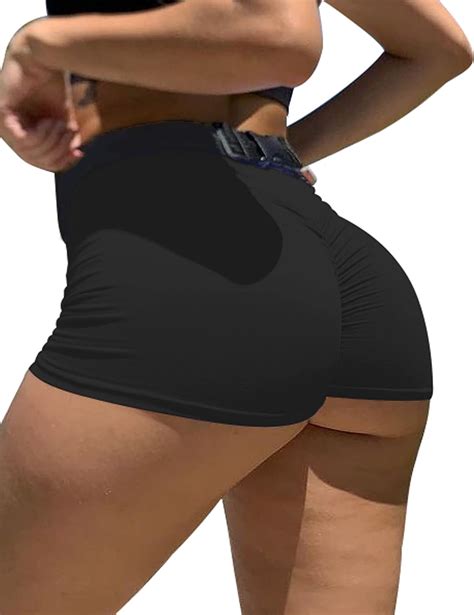 Mizoci Women S Sexy Gym Biker Booty Shorts High Waisted Ruched Workout