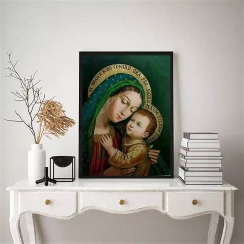 Quadro Nossa Senhora 45x34cm Vidro E Moldura Preta MercadoLivre