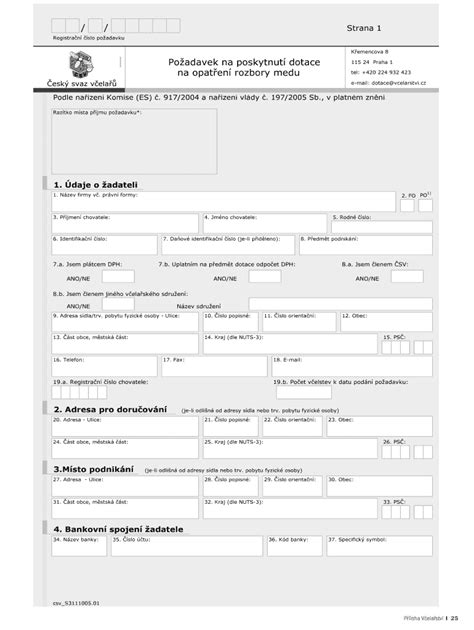 Fillable Online Po Adavek Na Poskytnut Dotace Na Opaten Rozbory Medu Fax Email Print