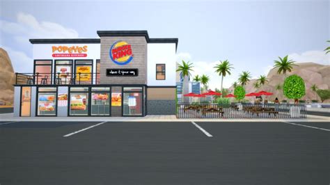 TS4 Burger King Popeyes Restaurant Build Pink Simz Sims 4