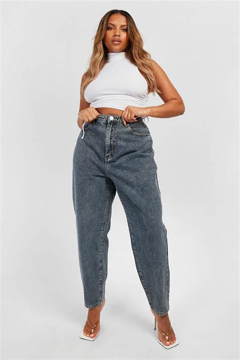 Plus High Waisted Mom Jeans Boohoo Uk