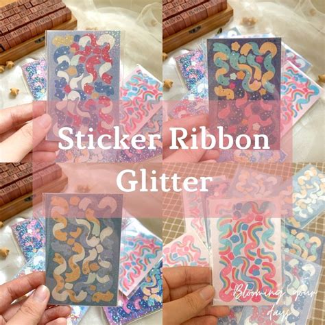 Jual Stiker Pita Gliter Ribbon Sticker Deco Glitter Stiker Polaroid