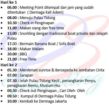 Acara Paket Wisata Pulau Tidung Super Lengkap 2 Hari 1 Malam Via Kapal