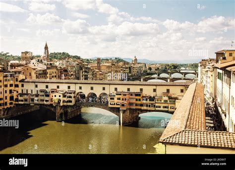 Ponte Vecchio Bridge Over The River Arno Florence Tuscany Italy