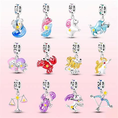 925 Sterling Silver Leo Libra Twelve Constellation Glow Charms Pendants