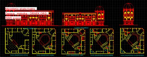 Macedonio Alcala Tiyatro Oaxaca Meksika Dwg Projesi Autocad Projeler