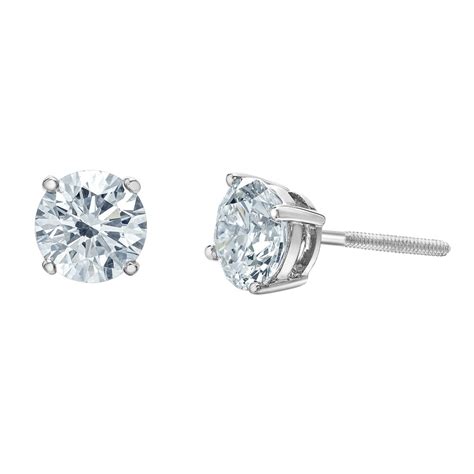 Boucles d oreilles en or blanc 14k en 0 75 carat diamant cultivé en