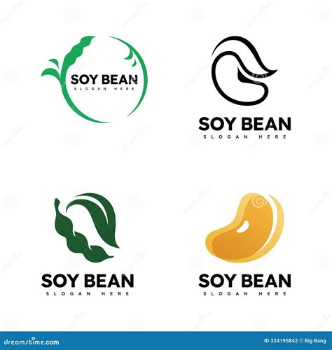 Soy Bean Logo Healthy Food Vector Design Stock Vector Illustration Of