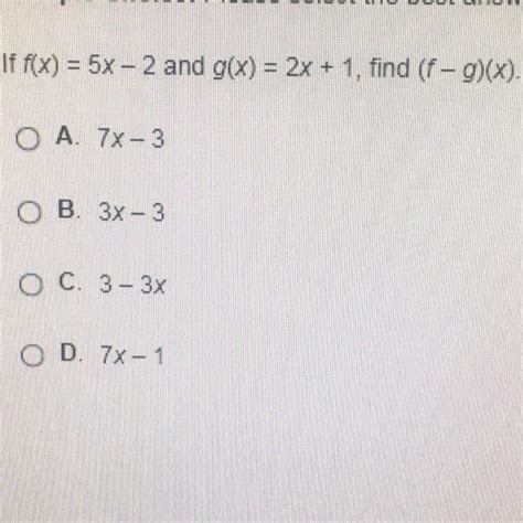 If F X 5x 2 And G X 2x 1 Find F G X