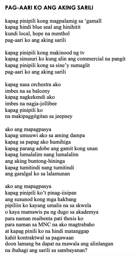 [tula] Pag Aari Ko Ang Aking Sarili Ni Kerima Tariman R Tula