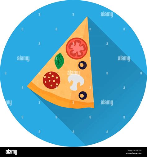 Vektor Illustration Von Flachen Fast Food Symbol Ikone Der Pizza Slice