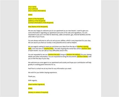 New Tenant Welcome Letter Template New Tenant Welcome Letter New