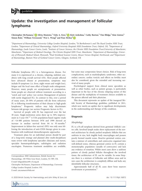 PDF Update The Investigation And Management Of Follicular Lymphoma