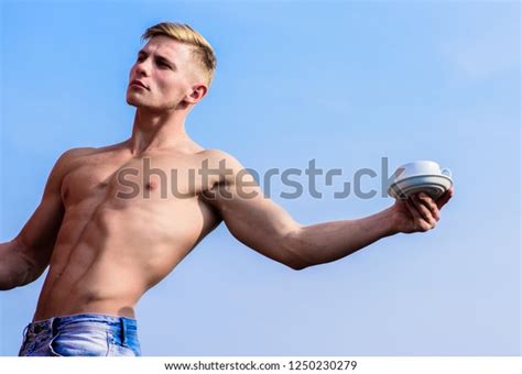 Macho Muscular Chest Naked Torso Hold Stock Photo 1250230279 Shutterstock