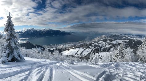 Wallpaper Lake Geneva, Switzerland, Alps, thick snow, mountains, winter ...