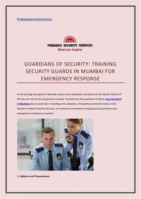 PPT Guardians Of Security Training Security Guards In Mumbai For