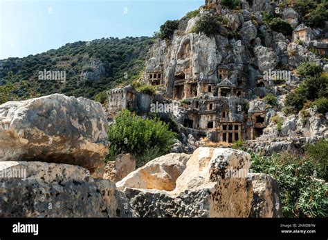 Rock Cut Tombs In Myra Ancient City The Ancient City Of Myra Located