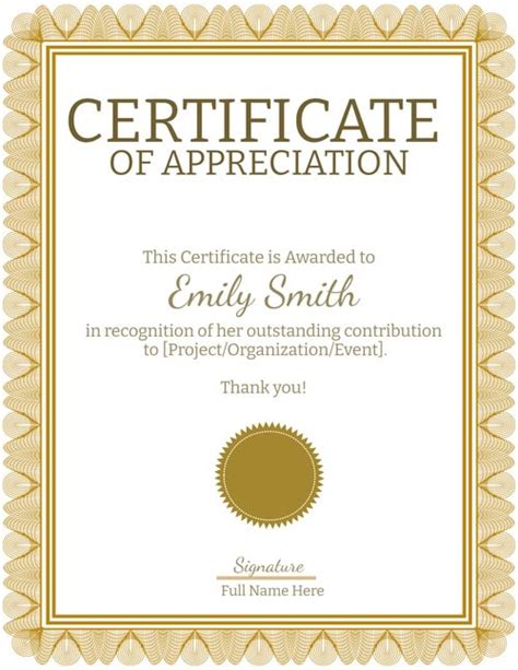 Certificate of Appreciation - 26 - Personalized Templates