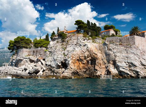 Island Of Sveti Stefan Montenegro Balkans Adriatic Sea Europe Stock