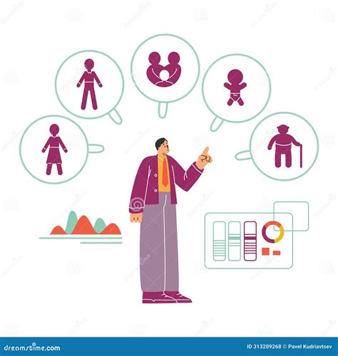Demographic Charts Aging Statistics Data Vector Infographic Young