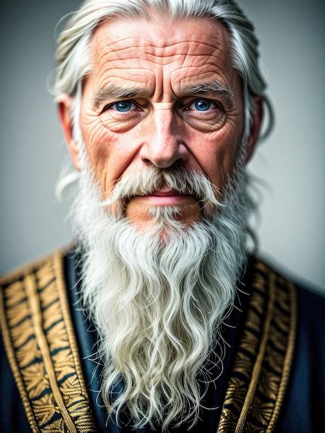 Premium Ai Image A Man With A Long Beard And Blue Eyes Is Standing In