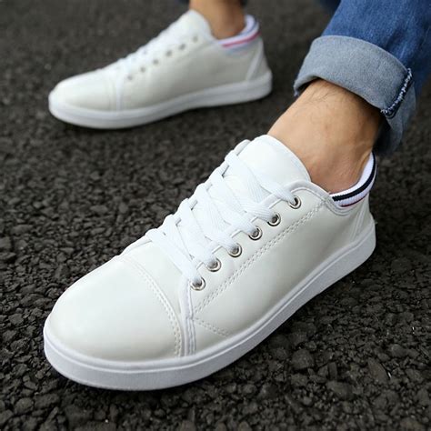 Quality Summer White Men Shoes Leather Flat Shoes For Men Low Top