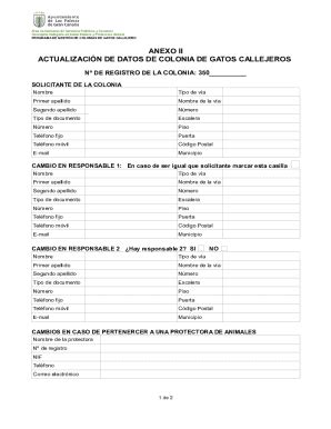 Fillable Online Anexo Ii Actualizacin De Datos De Colonia De Fax