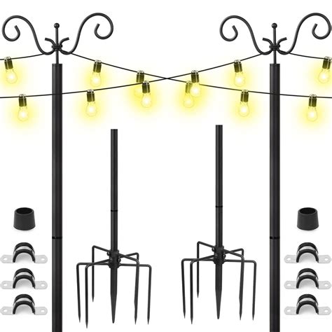 Outdoor String Light Poles Stand 2 Pack Poles For Hanging Outside