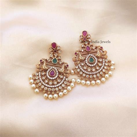 Peacock Design Chandbali Earrings Peacock Earrings Gold