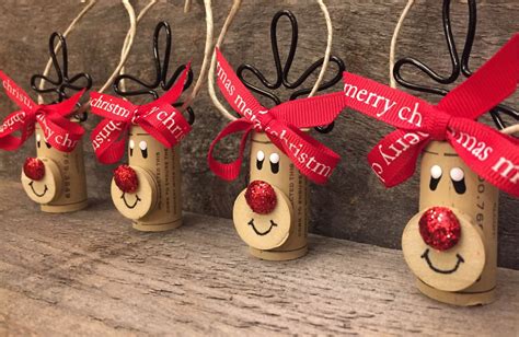 Set Of Wine Cork Reindeer Ornaments Rudolph By Reconditionailove