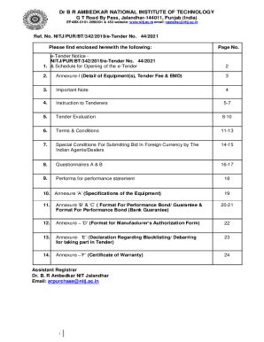 Fillable Online E Tender Notice Nitj Pur Bt E Tender No Fax
