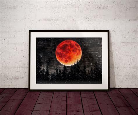 Lunar Eclipse Giclee Print Blood Moon Art By Rachael Caringella Full